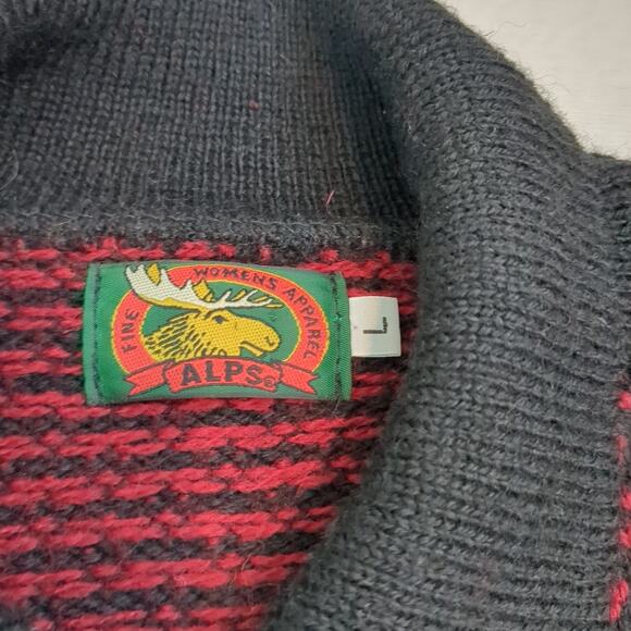 ALPS Nordic Wool Metal button Cardigan Sweater Women's L Vintage USA made - Picture 3 of 12